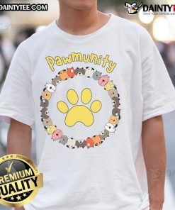 Funny Pawmunity Dog Lover T-Shirt featuring playful graphics and vibrant colors, perfect for dog enthusiasts.