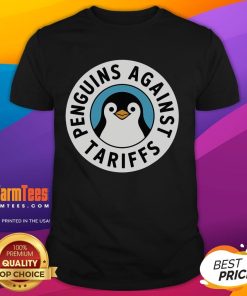 Funny Penguin Resist Penguins Protest Against Tariffs T-Shirt showcasing a humorous penguin graphic for protest-themed apparel.