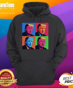Colorful pop art hoodie featuring a humorous retro design of Donald Trump, perfect for stylish and quirky fashion lovers.