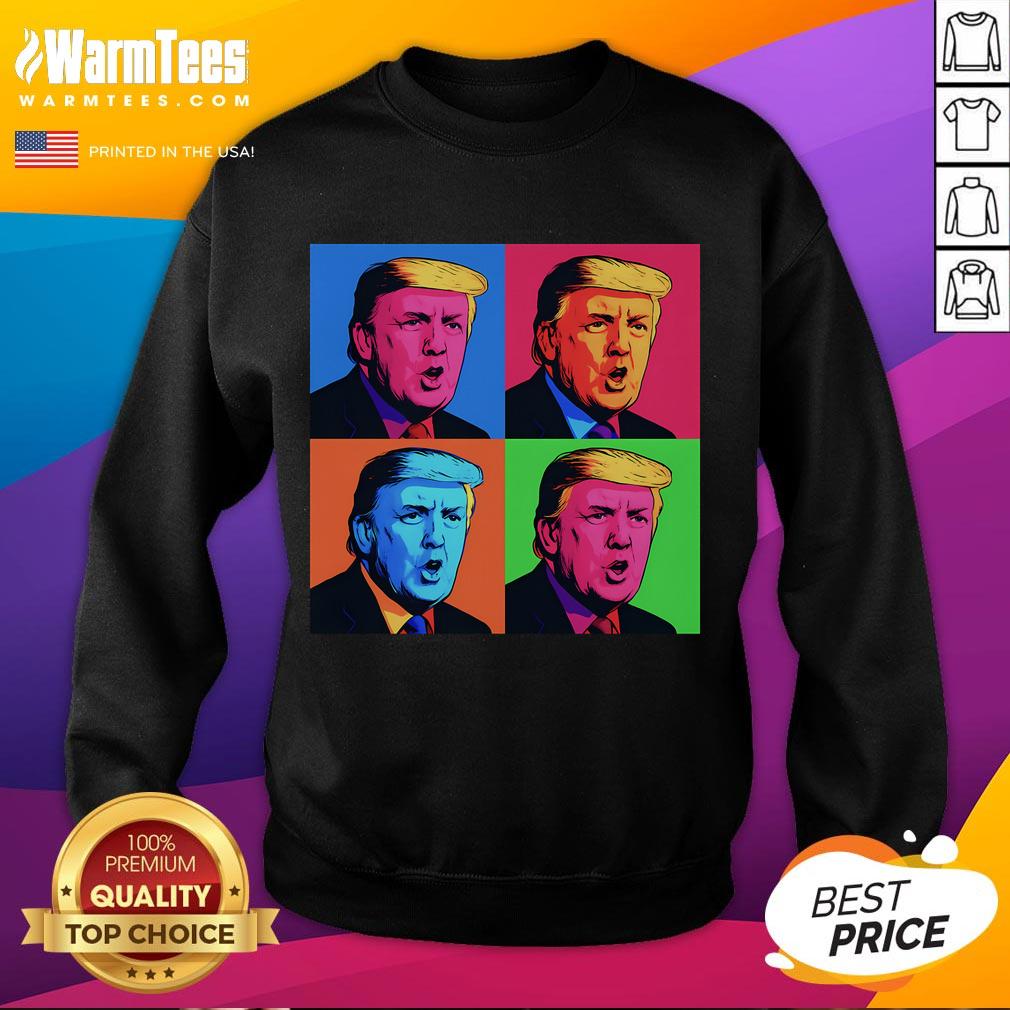 Funny Pop Art Donald Trump Retro Sweatshirt Funny pop art Donald Trump retro sweatshirt design featuring vibrant colors and a humorous cartoon-style illustration.