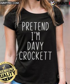 Funny pretend I'm Davy Crockett lazy Halloween costume ladies' tee with playful design and vibrant colors.