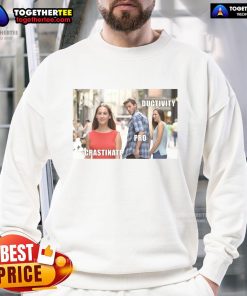 Funny productive procrastination meme sweatshirt featuring a humorous design for procrastinators and casual wear lovers.