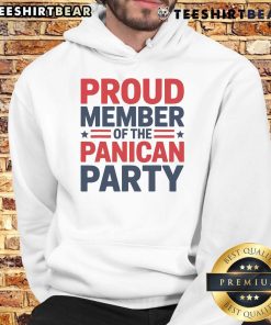 Alt Text: Funny Proud Member of the Panican Party hoodie worn by a woman, showcasing humor and style in political apparel.