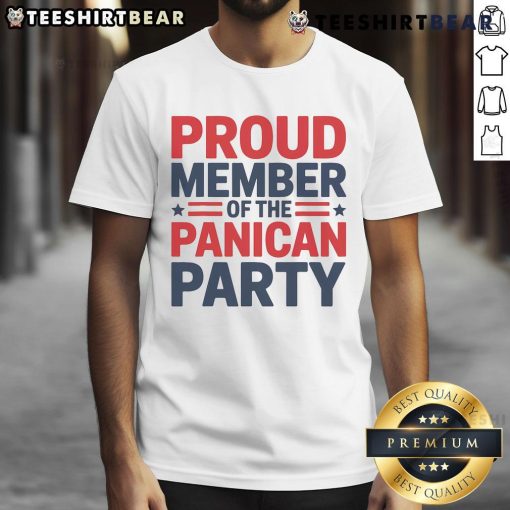 Alt Text: Funny Proud Member Of The Panican Party Women T-Shirt featuring playful graphics and vibrant colors, perfect for casual wear.