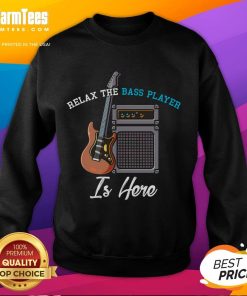 Funny Relax sweatshirt featuring a musician with a bass guitar, perfect for bass players and music enthusiasts.