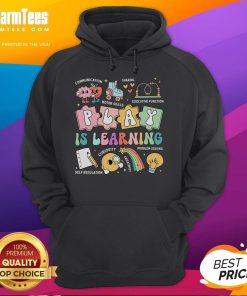 Alt Text: Funny retro groovy hoodie for kindergarten teachers, promoting play as learning in daycare settings.