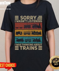 Funny retro wagon train lover model railroad conductor tee for ladies featuring a vintage train design.