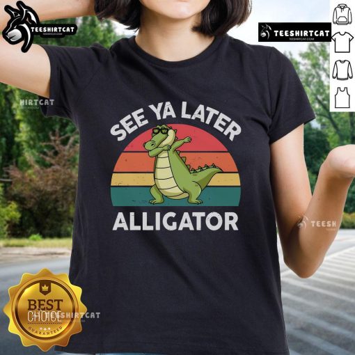 Funny 'See Ya Later Alligator' Florida gator ladies tee featuring a playful crocodile graphic in vibrant colors.