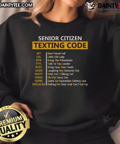 Funny senior citizens texting code design on a cozy grandpa sweatshirt, perfect for humorous gift ideas.