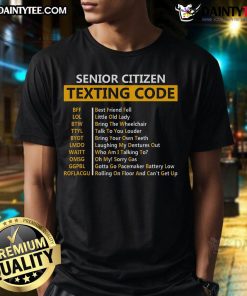 Funny Senior Citizen's Texting Code Grandpa T-Shirt featuring humorous graphics and playful text, perfect for grandpas.