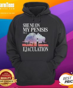 Funny Neon Genesis Evangelion hoodie featuring a playful 'She Neon My Penis Til I Ejaculation' design for anime fans.