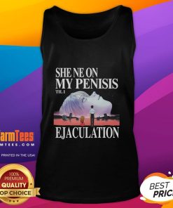 Funny Neon Genesis Evangelion tank top featuring humorous 'She Neon My Penisis Til I Ejaculation' design.