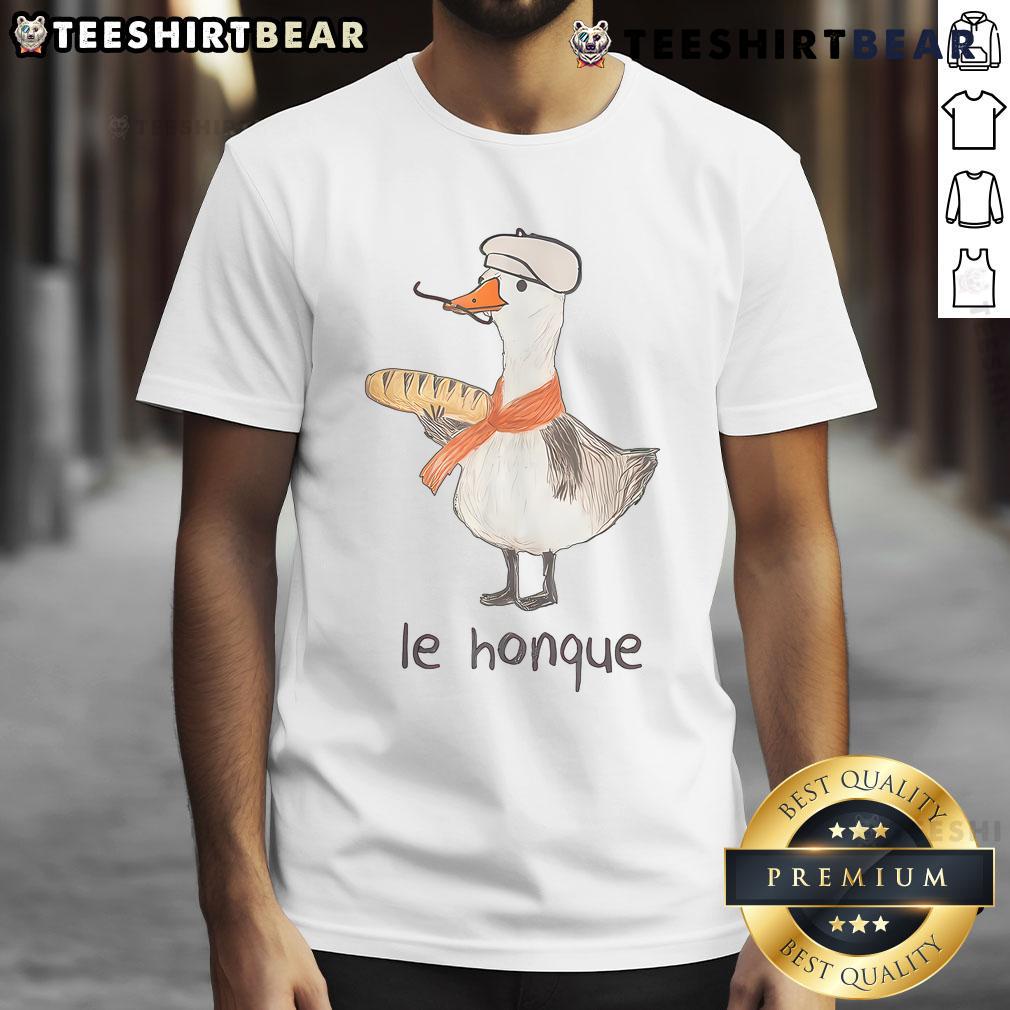 Funny Silly Goose Le Honque French Baguette T Shirt Funny Silly Goose Le Honque T-Shirt featuring a whimsical French baguette design for humor lovers.