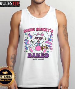 Funny Some Bunny's Baked Easter Humor Tank Top featuring a playful bunny graphic, perfect for festive spring celebrations.