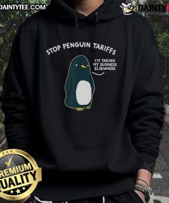 Funny Stop Penguin Tariffs hoodie featuring a humorous design, perfect for showcasing your unique style and sense of humor.
