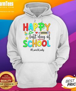 Funny summer teacher in a happy hoodie celebrating the last day of school with a lunch lady vibe.