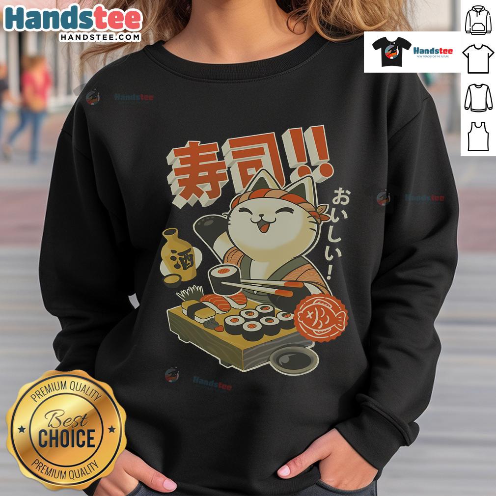 Funny Sushi Cat Chef Cute Sweatshirt Adorable Funny Sushi Cat Chef sweatshirt featuring a cute cartoon cat cooking sushi, perfect for cat lovers and foodies.