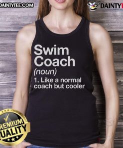 Funny swim coach in a tank top, demonstrating sports training techniques at school, showcasing a playful instructor vibe.