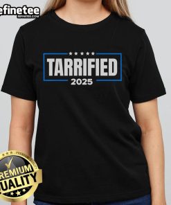 Funny Tarrified Saying Ladies Tee featuring a humorous graphic perfect for casual wear and Halloween celebrations.