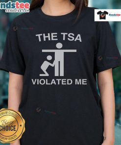 Alt Text: Funny TSA Violated Me Stickman graphic on a women's tee, showcasing humor and travel-themed design for ladies.