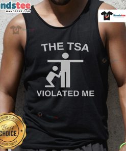 Stickman wearing a 'Funny-The-TSA-Violated-Me' tank top, showcasing humor and travel-themed design.