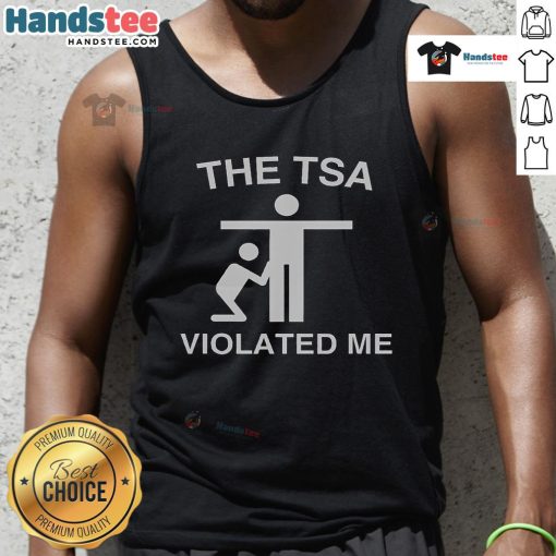 Stickman wearing a 'Funny-The-TSA-Violated-Me' tank top, showcasing humor and travel-themed design.