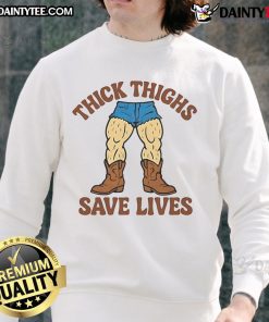 Funny Thick Thighs Save Lives Cowboy Sweatshirt in vibrant colors, perfect for casual wear and unique style statement.