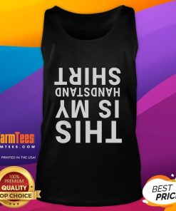 Funny gym tank top featuring a handstand graphic, perfect for acrobatics enthusiasts and fitness lovers.