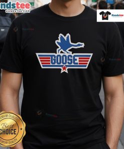 Funny Top Goose Top Gun logo T-shirt featuring a playful design for aviation and movie fans.