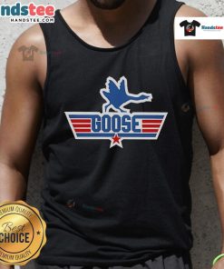 Funny Top Goose Top Gun logo tank top featuring a playful design perfect for casual wear and movie fans.