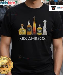 Funny trendy sarcastic Alcohol Mis Amigos tequila t-shirt design featuring vibrant graphics and witty text for party lovers.