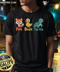 Funny Trump Subtle Fox Duck Turtle Cute Animal T-Shirt featuring whimsical cartoon animals and a playful design.