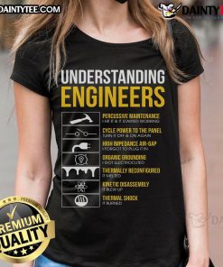 Funny understanding engineers sarcastic engineering ladies tee design featuring humor and creativity for female engineers.
