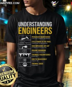 Funny Understanding Engineers sarcastic engineering T-shirt design featuring humorous text and graphics for engineers.