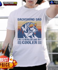 Alt Text: Funny vintage Dachshund Dad t-shirt design, showcasing a cool dad vibe with a playful dachshund graphic.