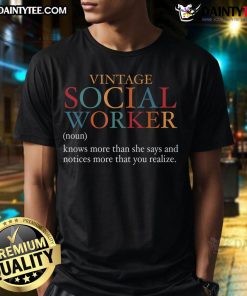 Funny Vintage Social Worker Definition T-Shirt showcasing a humorous take on social work with retro design elements.