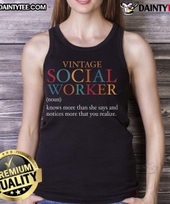Funny vintage social worker definition graphic on a tank top, perfect for social work enthusiasts and professionals.