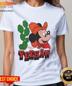 Funny Yeehaw Mickey Mouse Ladies Tee featuring a playful cowboy Mickey design perfect for Disney fans.