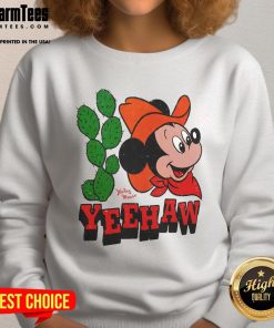 Funny Yeehaw Mickey Mouse sweatshirt featuring a playful design with Mickey in cowboy attire, perfect for casual wear.
