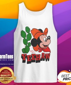 Funny Yeehaw Mickey Mouse tank top featuring a playful design and vibrant colors perfect for casual summer wear.