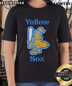Funny Yellow Sox Ladies Tee featuring a playful design, perfect for casual wear and showcasing a fun, stylish look.