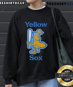 Funny yellow sweatshirt featuring playful sock graphics, perfect for casual wear and adding humor to your outfit.