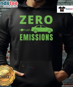 Funny zero emissions electric car hoodie featuring a playful design and vibrant colors, perfect for eco-conscious drivers.