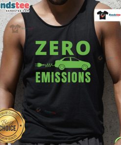 Funny zero emissions electric car tank top design with playful text 'Plug Me In' for eco-friendly car enthusiasts.