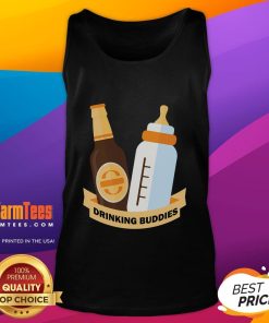 Funyn Drinking Buddies beer and milk bottle tank top featuring playful graphic design for fun-loving friends.