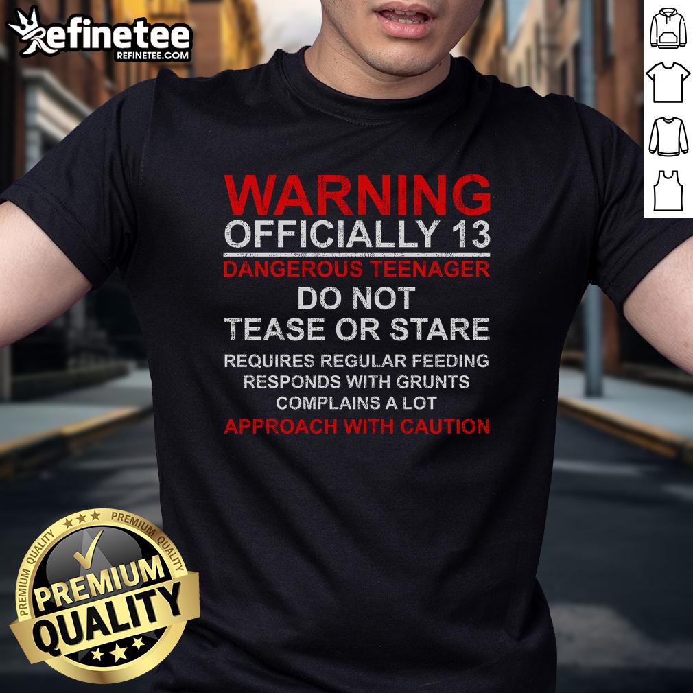 Good 13 Years Old Warning Dangerous Teenager 13Th Birthday T Shirt Funny 13th birthday T-shirt warning of a dangerous teenager, perfect for celebrating a 13-year-old's special day.