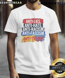 Anti-hate protest T-shirt featuring 'Resist Racism Fascism' slogan from a Trump rally, promoting unity and social justice.