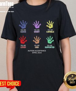 Good Autism Acceptance April 2025 Ladies Tee featuring a colorful design promoting autism awareness and support.