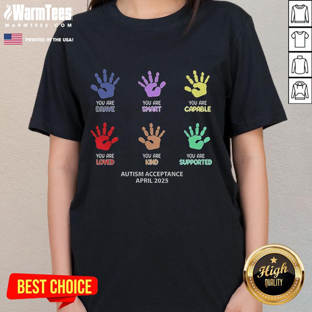 Good Autism Acceptance April 2025 Ladies Tee Good Autism Acceptance April 2025 Ladies Tee featuring a colorful design promoting autism awareness and support.