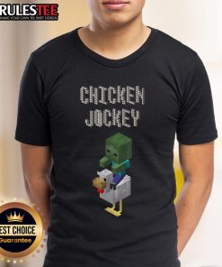 Good Baby Zombie Chicken Jockey Minecraft T-Shirt featuring a cute baby zombie riding a chicken in vibrant colors.